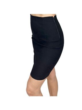 Vintage 90s minimalist stretchy black bodycon tight fitted mini skirt